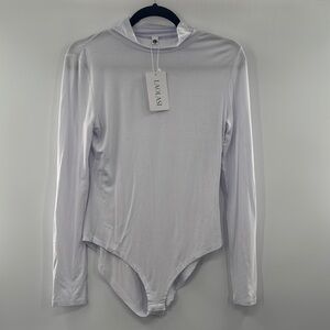 Laolasi White Turtle Neck Bodysuit NWT Size Large